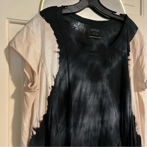 All Saints tie dye pink blue handkerchief hem tshirt